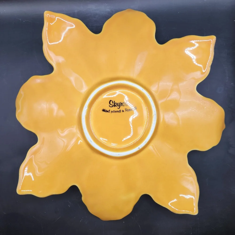 Skyros Designs Portugal Gold/Yellow Fall/Autumn Leaf Platter Hand Painted